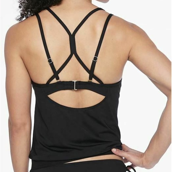 Athleta Cross Back Tankini Swim Top Black 32B/C - Picture 6 of 6
